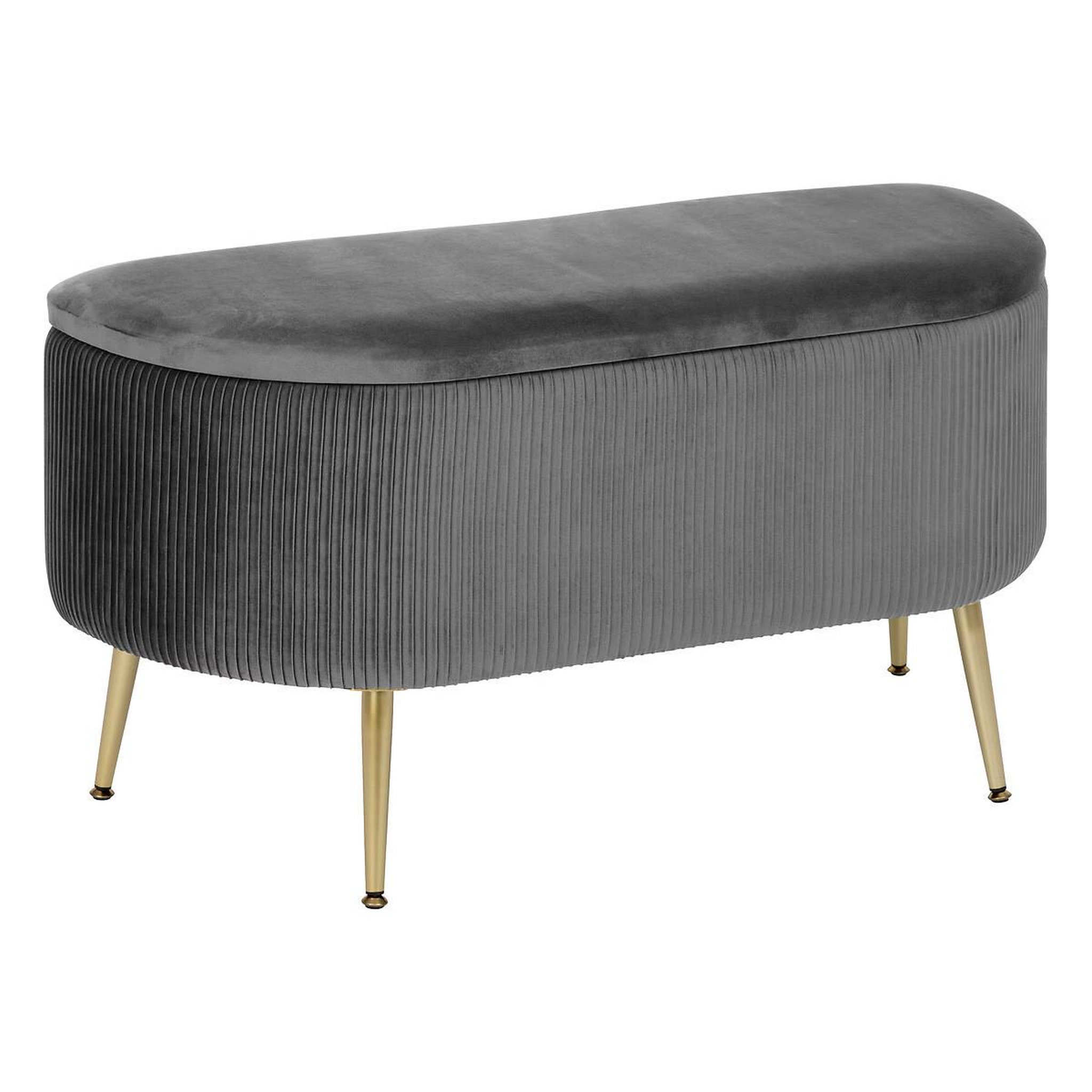 ATMOSPHERA Banc coffre en velours  solaro  100cm gris