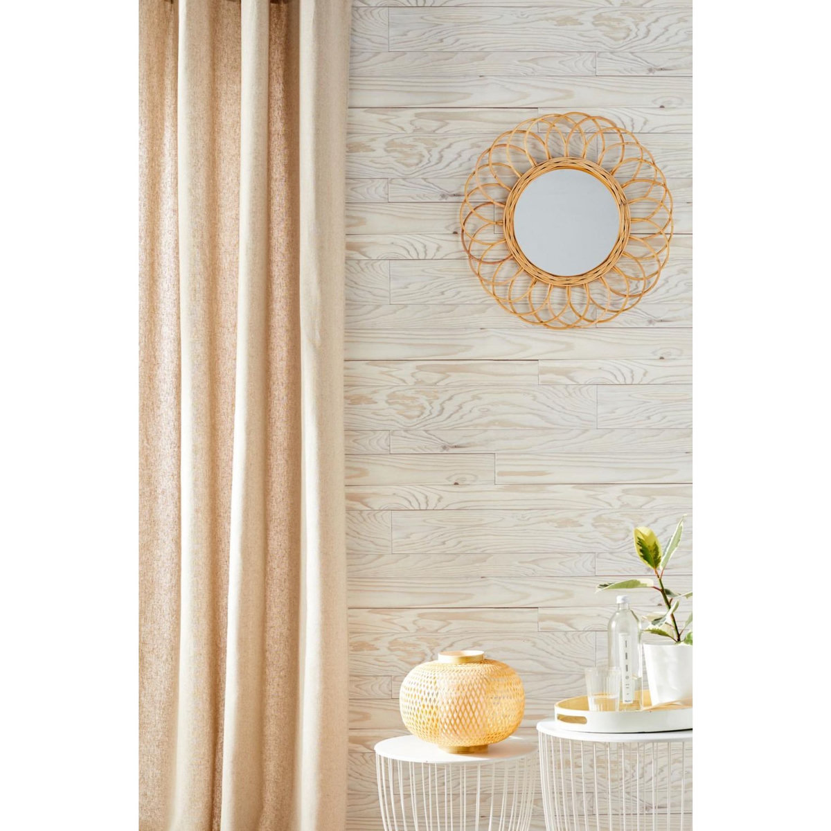 CENTRALE BRICO Rideau tamisant, Metis naturel l.135 x H.260 cm LINDER