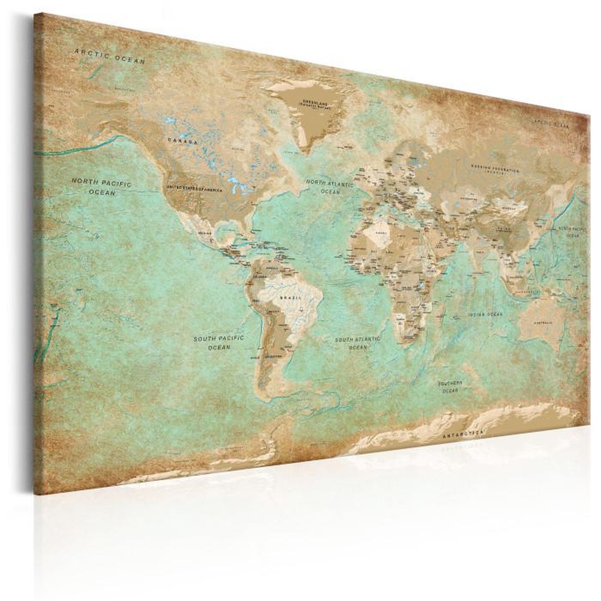 Paris Prix Tableau Imprimé  World Map : Celadon Journey. Coloris disponibles : Multicolore