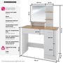 Voir la diapositive 6 : tectake Coiffeuse table de maquillage au look moderne blanc/hêtre