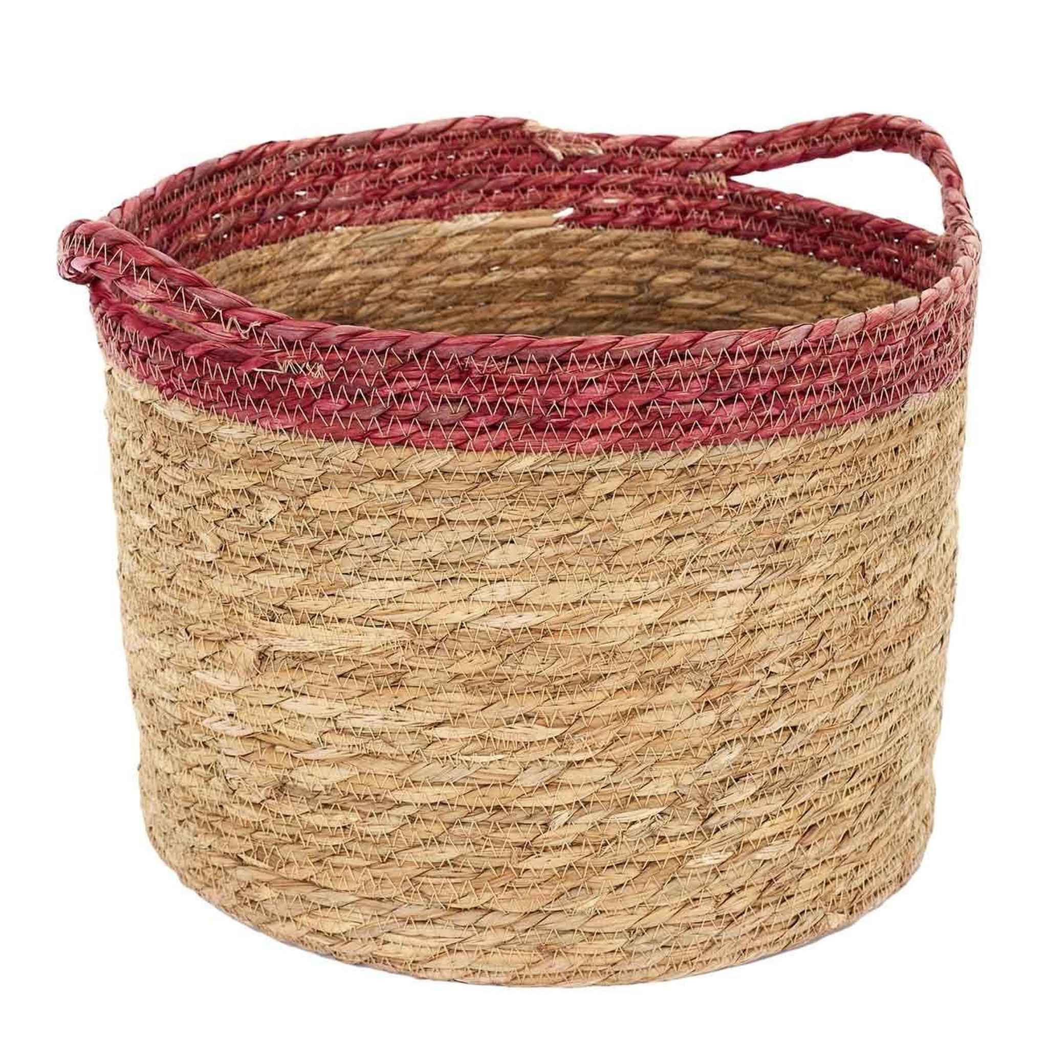 Voir la diapositive 5 : The Home Deco Factory Lot de 3 paniers déco  bicolore tressé  35cm rose
