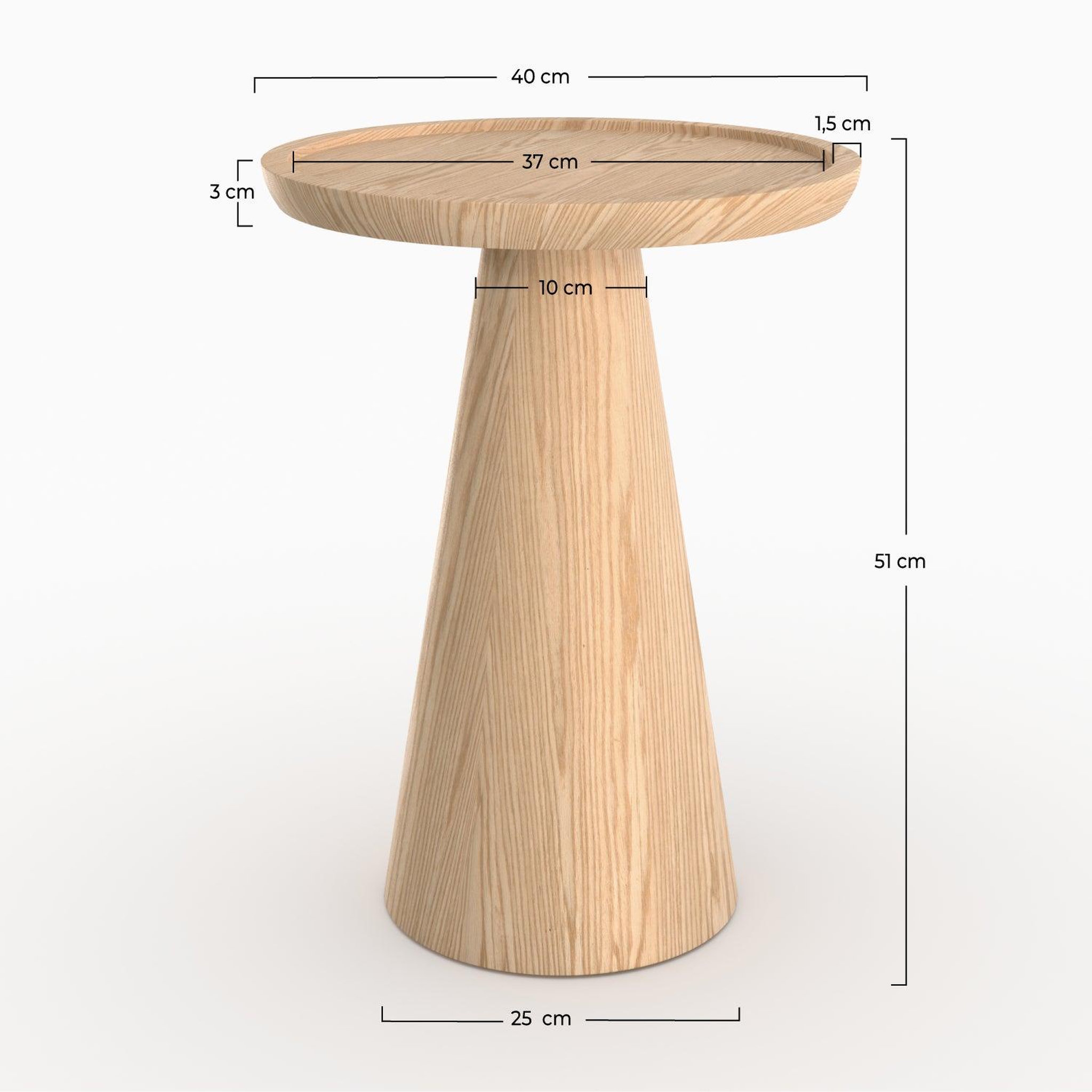 Voir la diapositive 4 : MAISON PAVANE Table d'appoint en placage chène blanc, d40 cm-côme