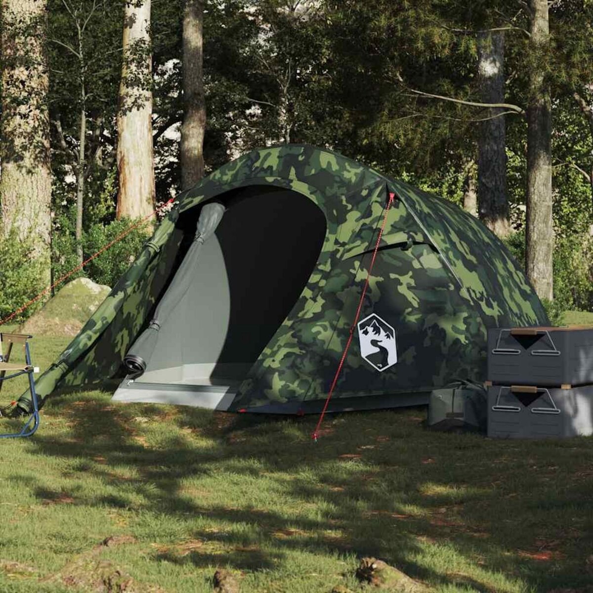 VIDAXL Tente de camping tunnel 2 personnes camouflage impermeable