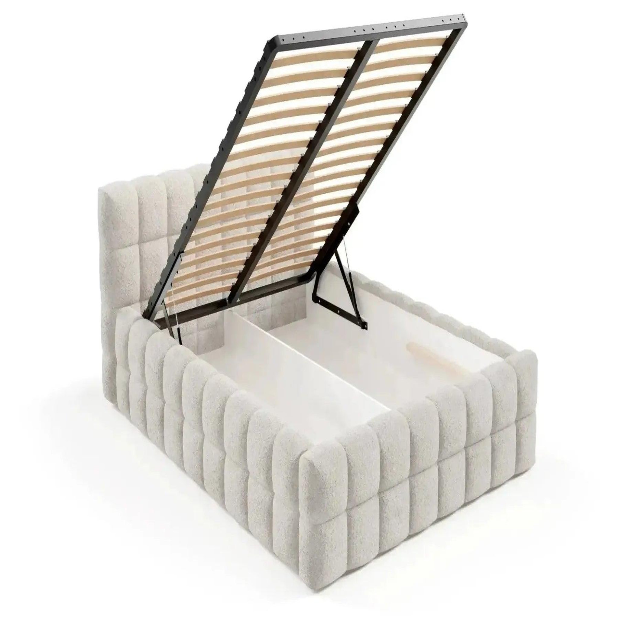 Voir la diapositive 6 : CASANOVA PARIS Voltaire - lit coffre tissu bouclette beige