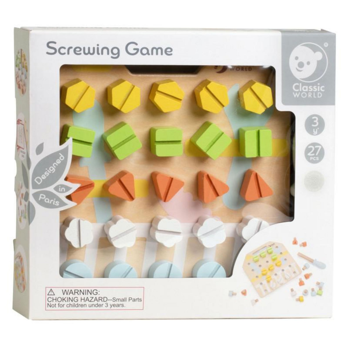 CLASSIC WORLD Classic World Wooden Screwboard Coordination Game, 27pcs. 20180