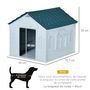 Voir la diapositive 3 : PAWHUT Niche pour chien design maisonnette - dim. 65L x 75l x 63H cm - PP bleu blanc