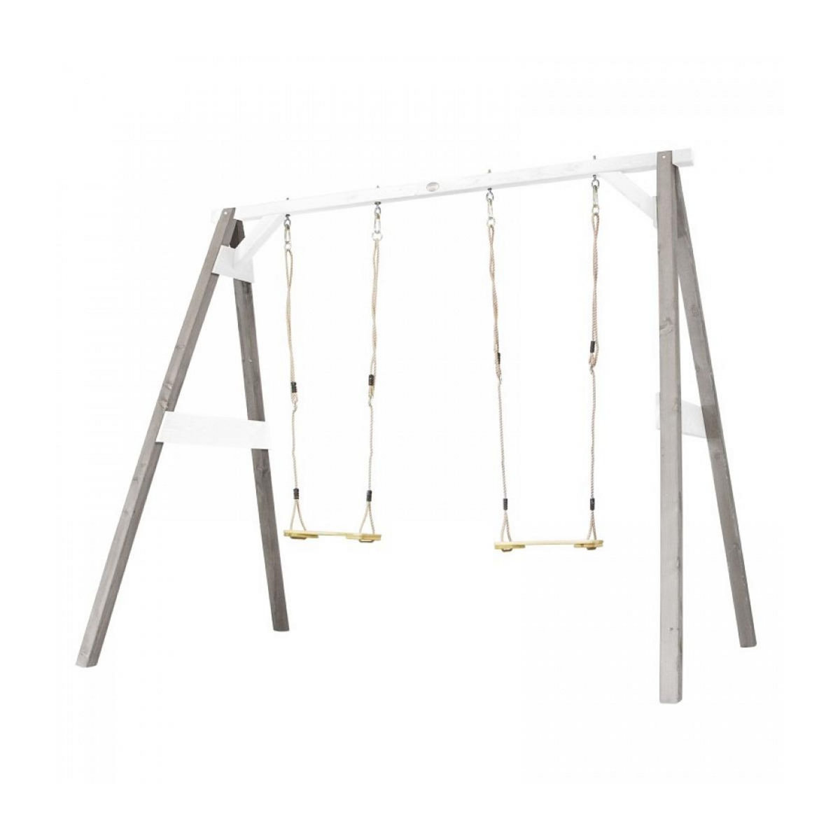 Axi House AXI Portique double 2 balancoires en bois Gris Blanc 160x254x207cm