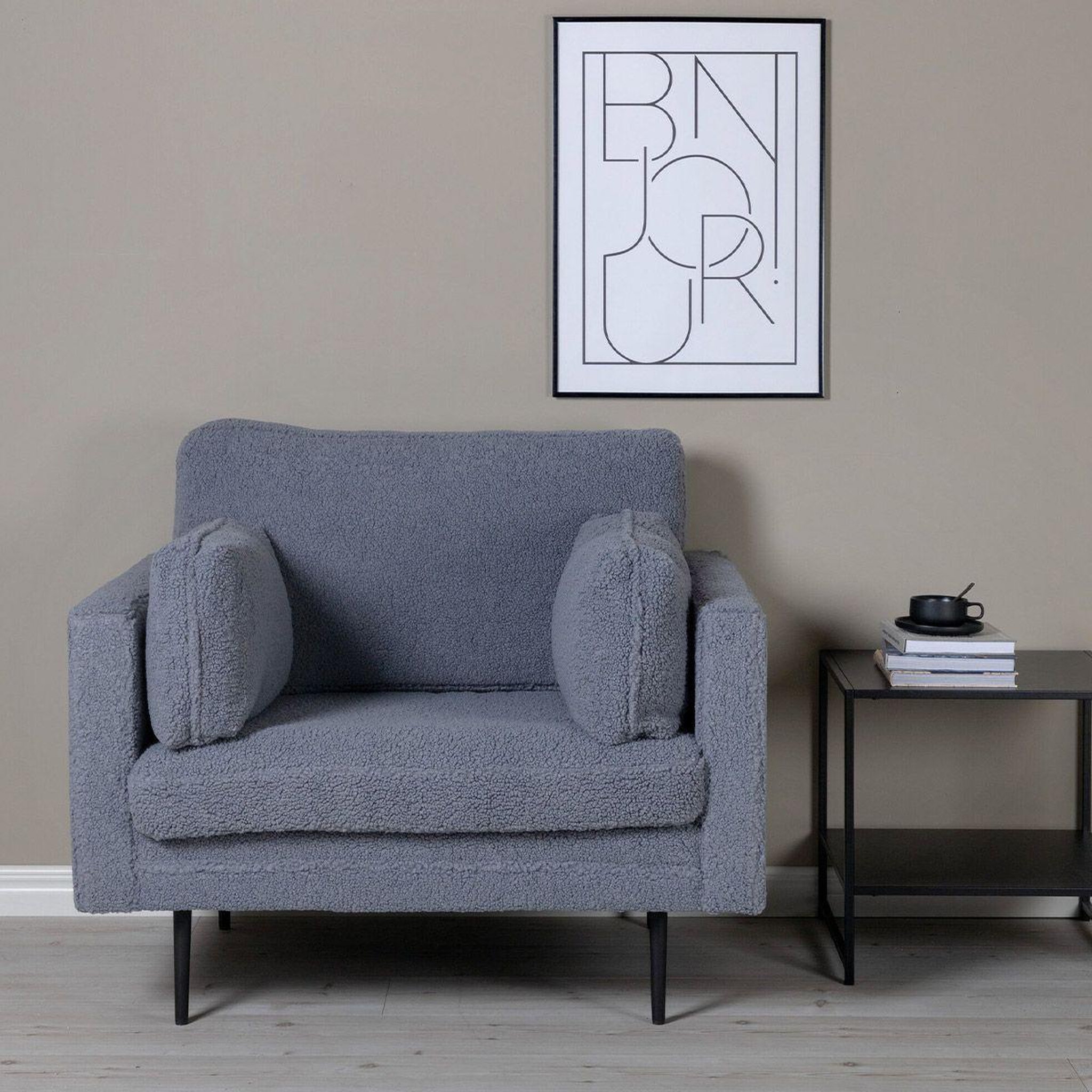 Voir la diapositive 6 : Paris Prix Fauteuil design bouclette  boom  110cm gris foncé