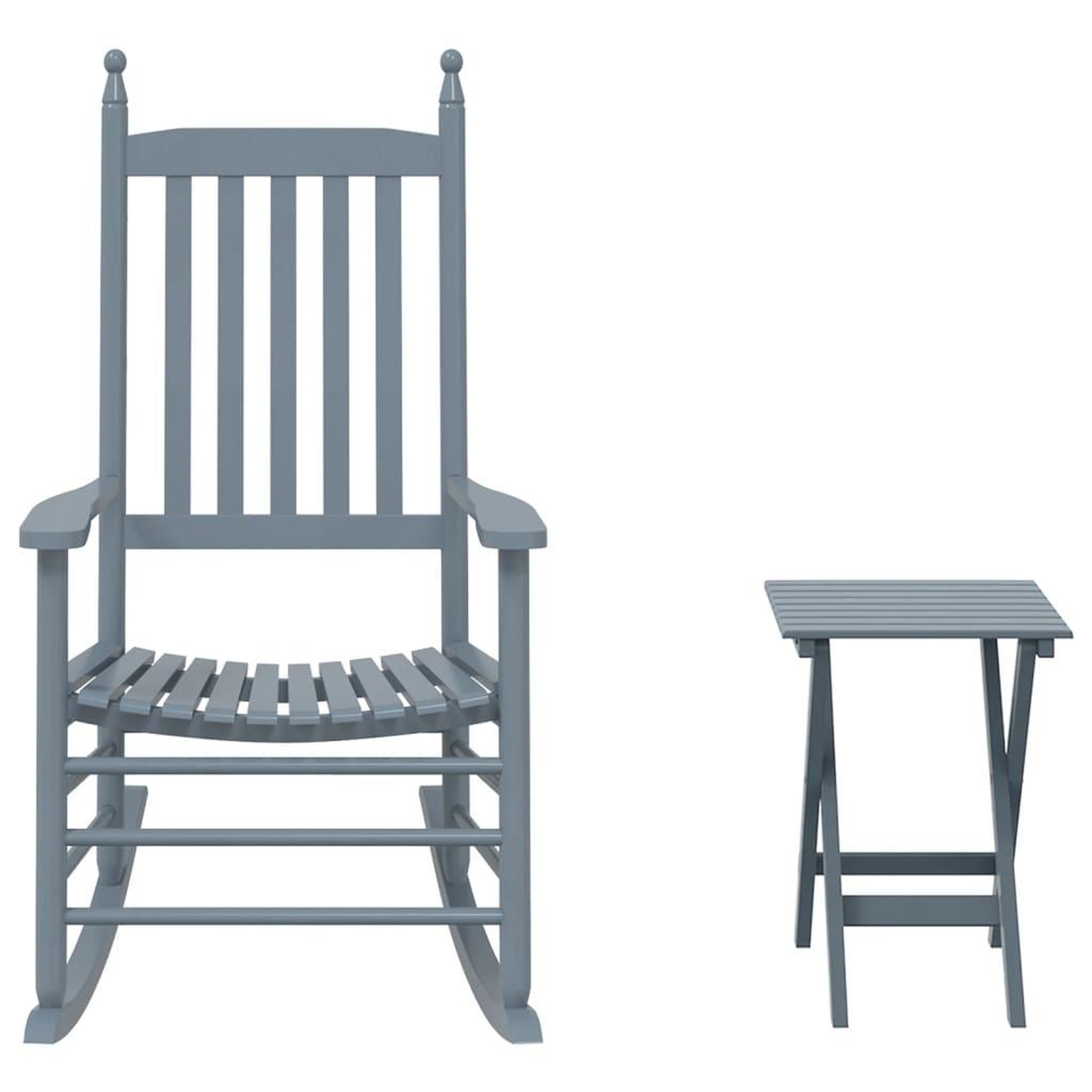 Voir la diapositive 2 : VIDAXL Chaise a bascule avec table pliable gris bois massif peuplier