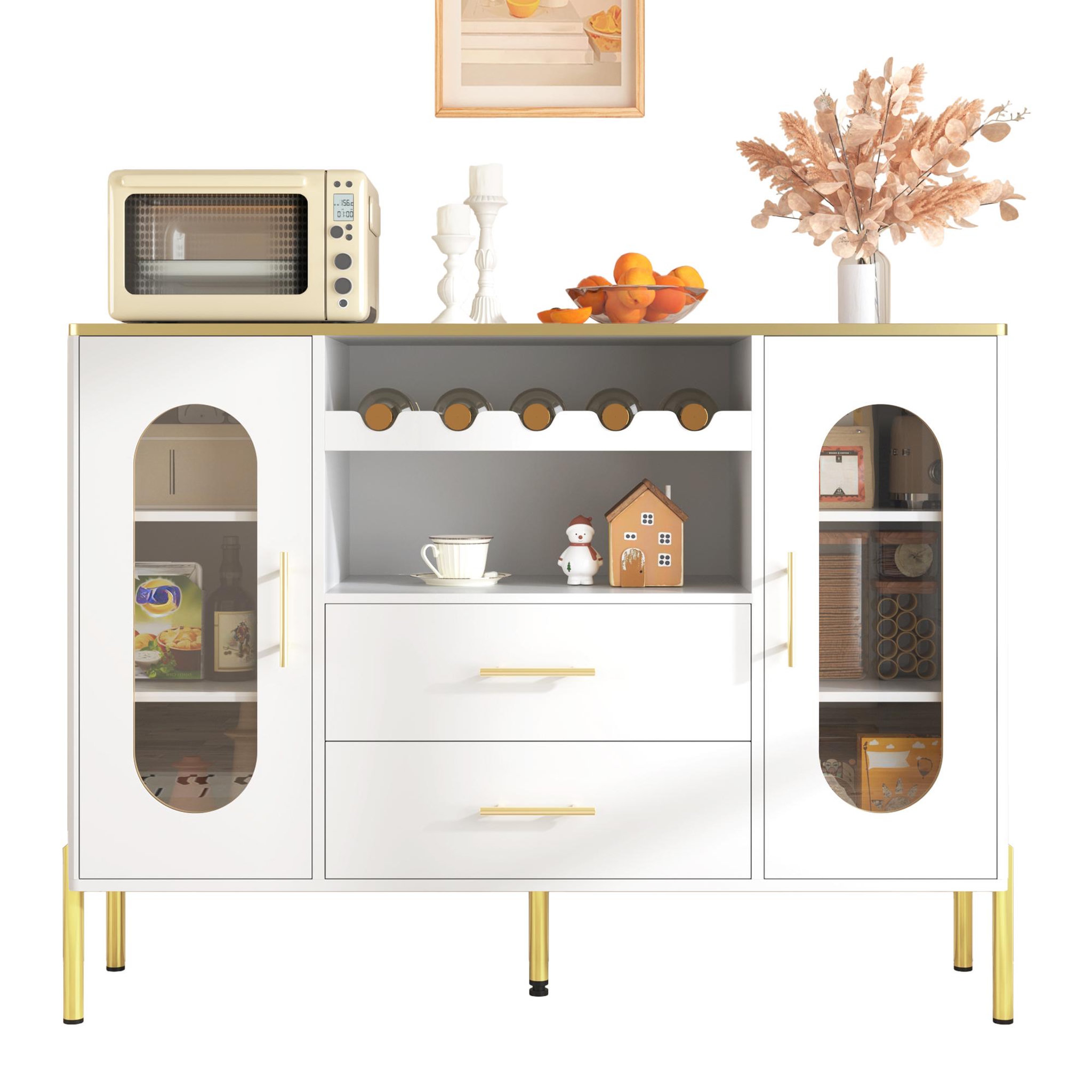 Voir la diapositive 1 : MERAX Buffet 2 porte(s) 2 tiroir(s) - 120 cm blanc mdf