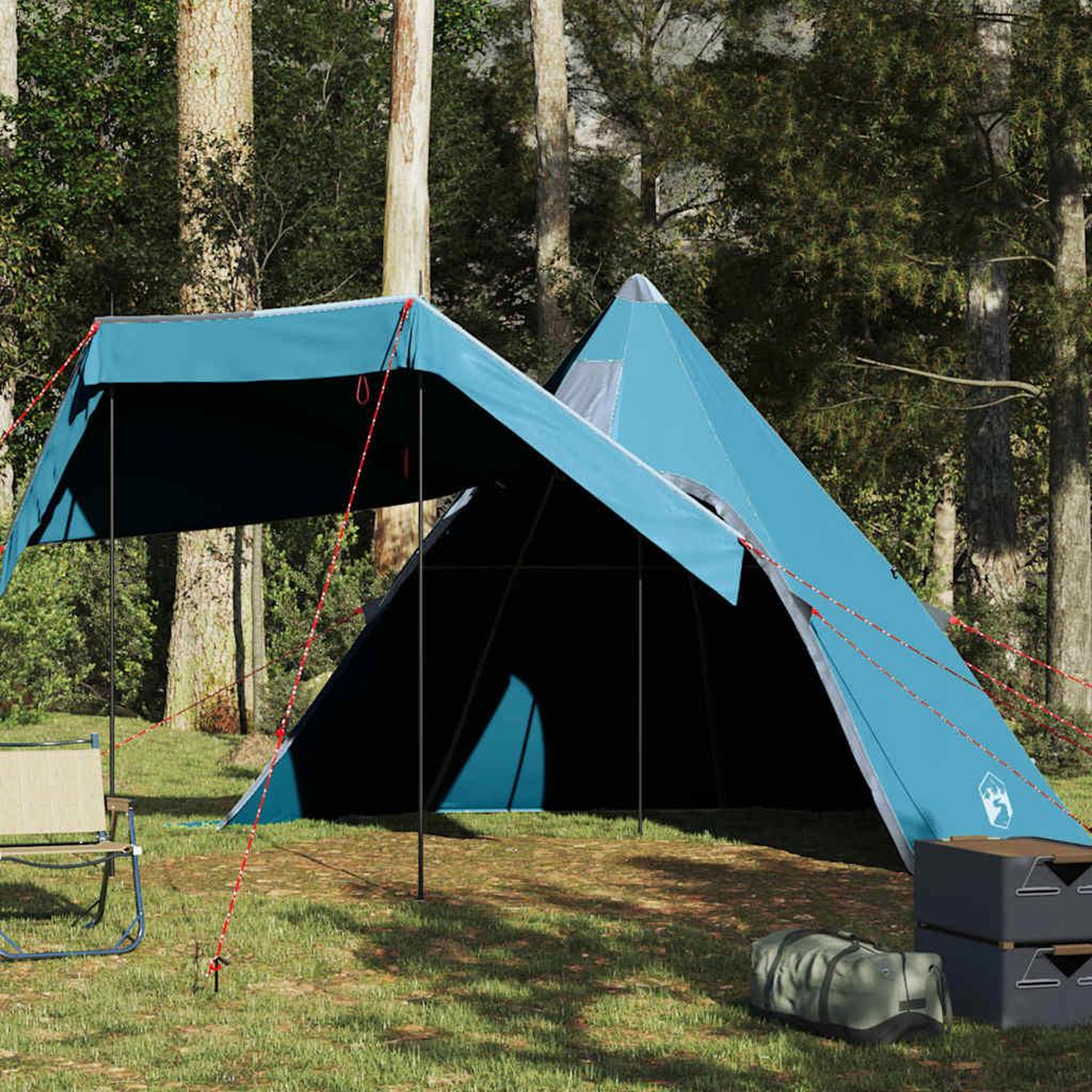 VIDAXL Tente de camping tipi 5 personnes bleu impermeable