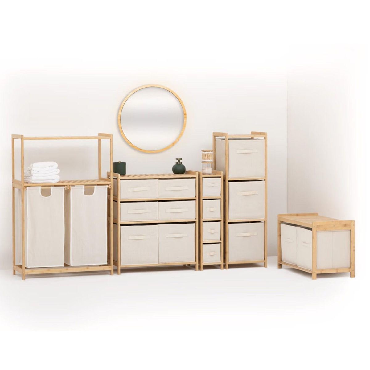 FIVE Etagère 3 paniers de rangement TIDY BOX - Beige
