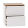 Voir la diapositive 2 : VS VENTA-STOCK Table de chevet Bob 2 tiroirs blanc/chêne, bois massif