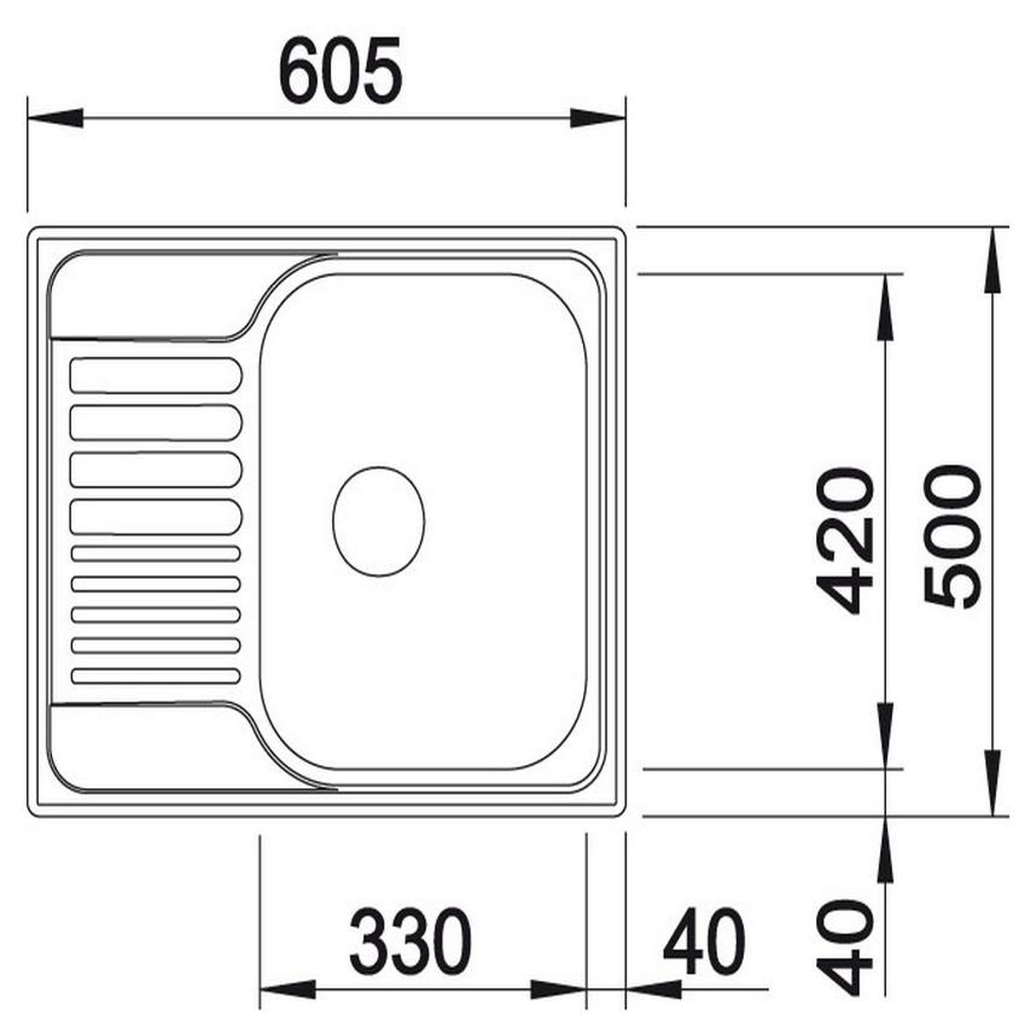 Voir la diapositive 2 : Blanco Evier à encastrer 45cm inox - 516524