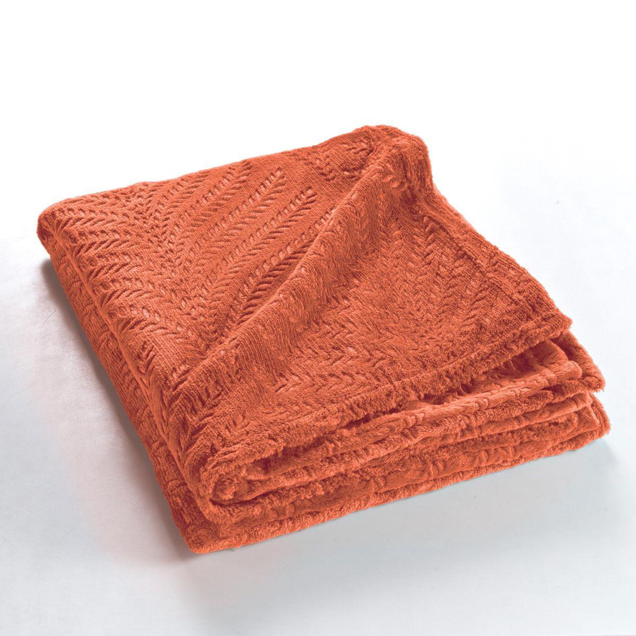 Voir la diapositive 3 : Douceur d'Intérieur Plaid uni en flanelle  nelia  125x150cm terracotta