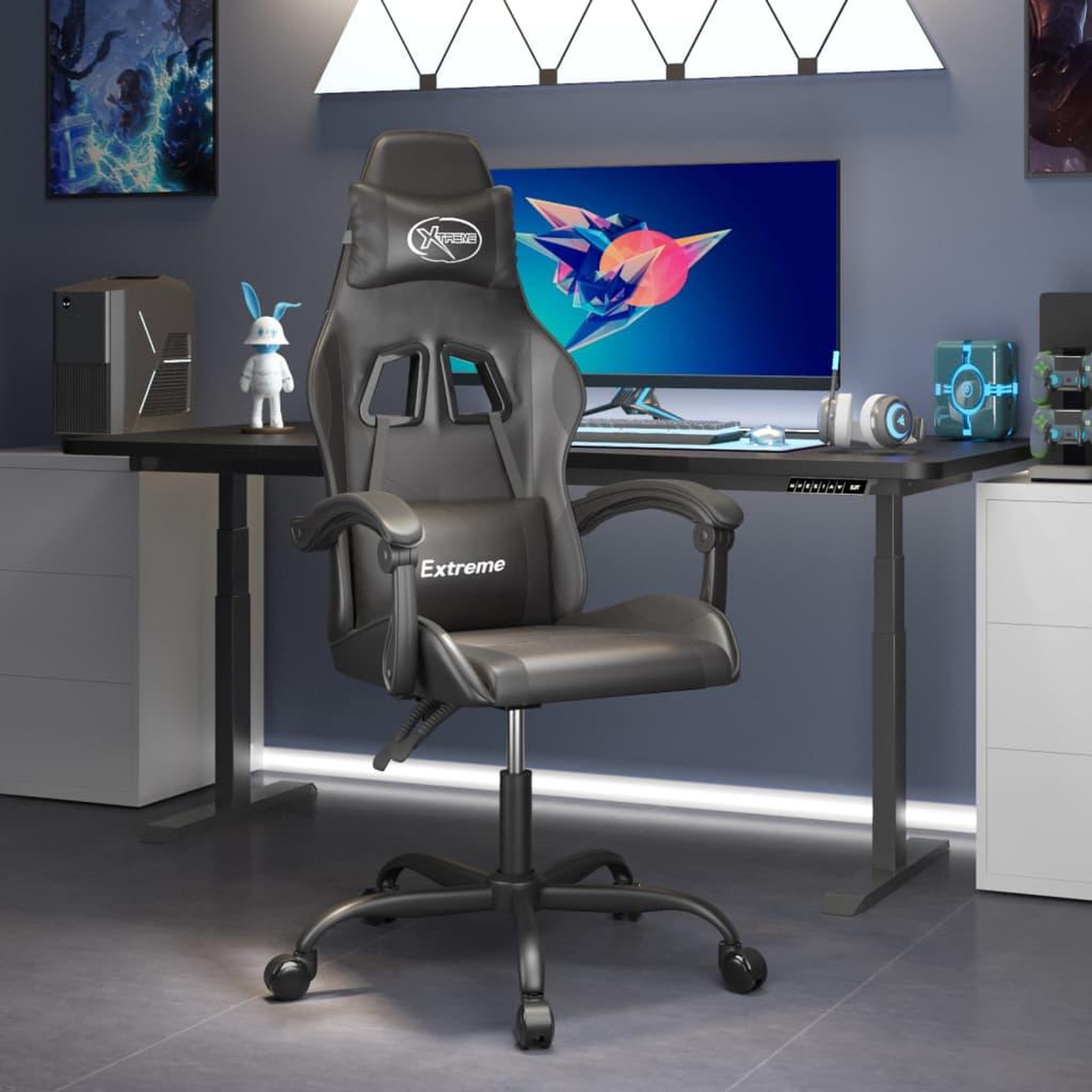 VIDAXL Chaise de jeu Noir Similicuir
