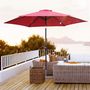Voir la diapositive 2 : OUTSUNNY Parasol inclinable de jardin balcon terrasse manivelle toile polyester imperméabilisée haute densité 180 g/m² Ø2,7 x 2,35H m alu rouge vineux