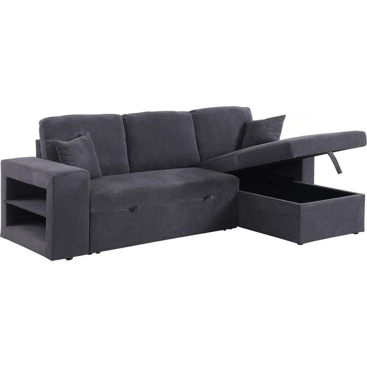 Habitat et Jardin Canapé d'angle en velours côtelé convertible/réversible  Axel  - 3 places - Gris