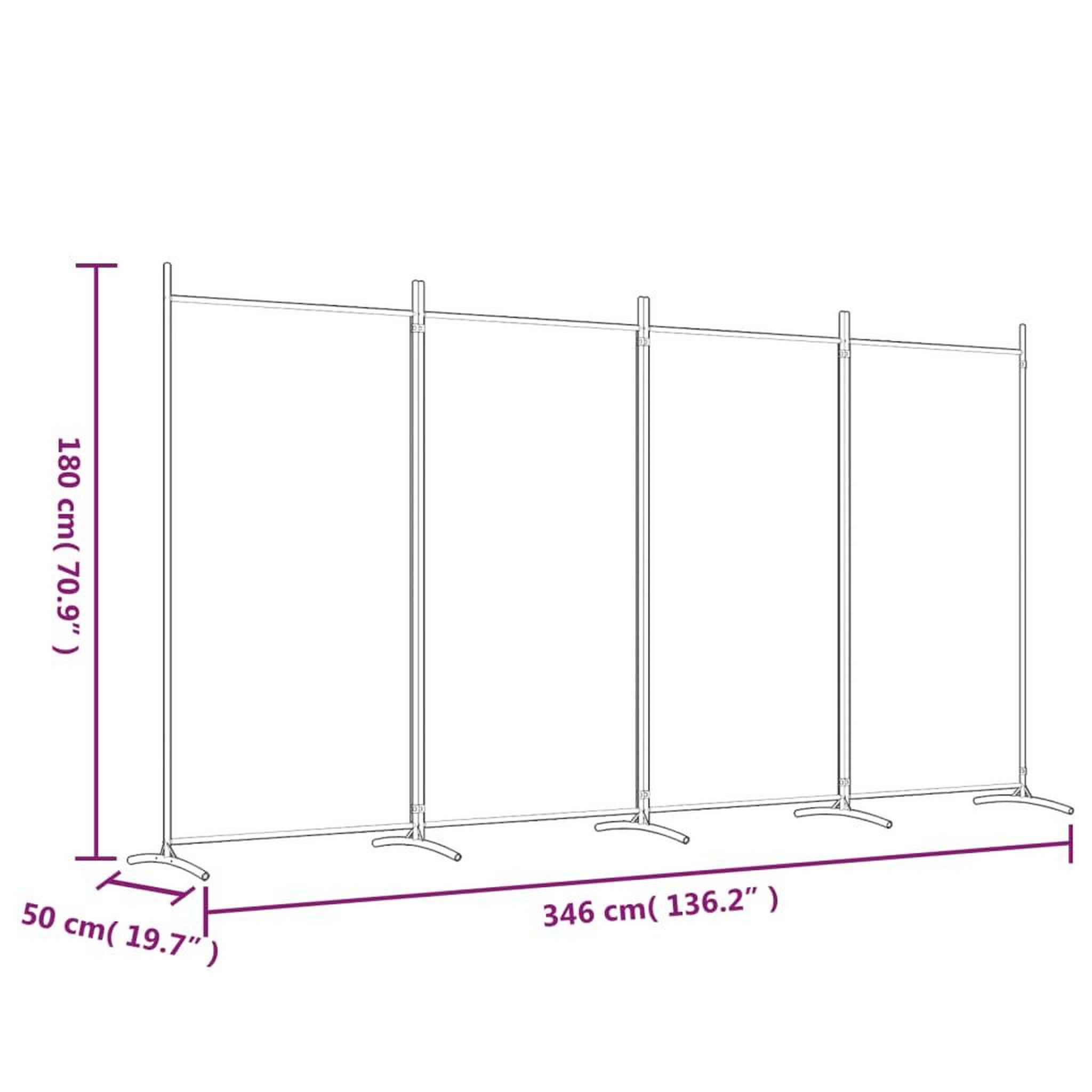 Voir la diapositive 6 : VIDAXL Cloison de separation 4 panneaux Anthracite 346x180 cm Tissu