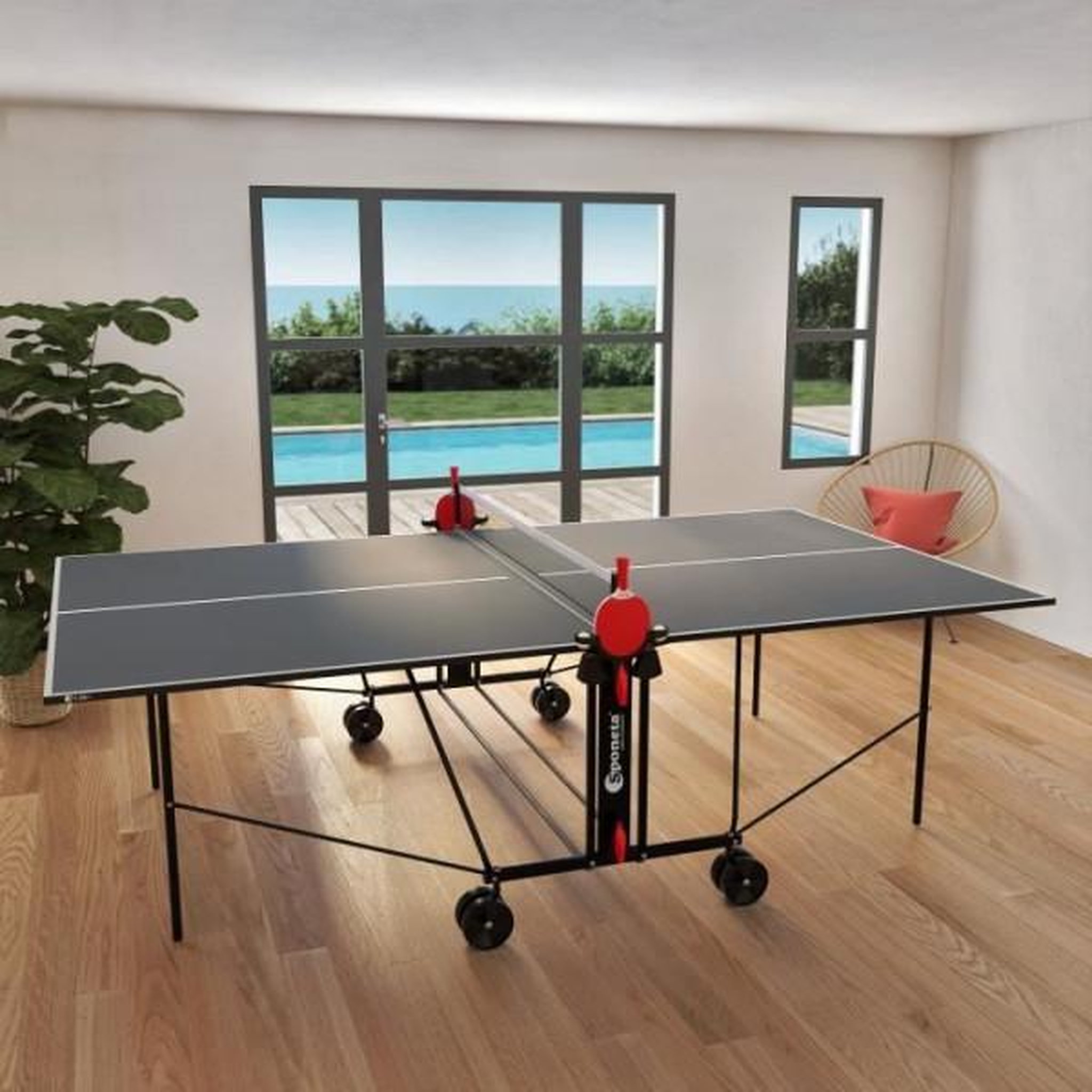 Voir la diapositive 3 : N/A Sponeta - table tennis de table - table ping pong compacte - usage intérieur - gris et noir