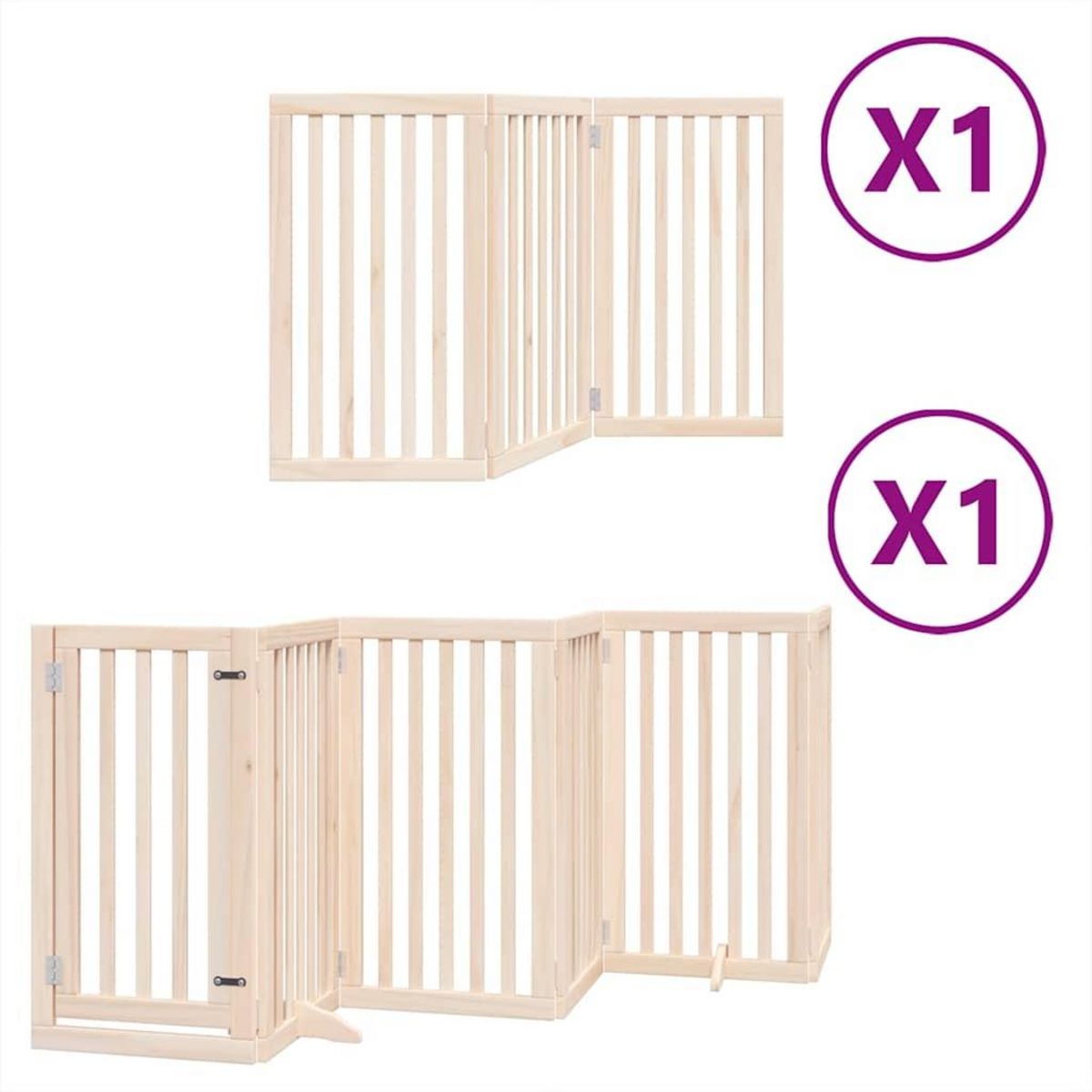 VIDAXL Barriere pour chiens avec porte pliable 9panneaux bois peuplier