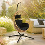 Voir la diapositive 2 : ID MARKET Fauteuil oeuf suspendu ajouré effet rotin avec coussin noir