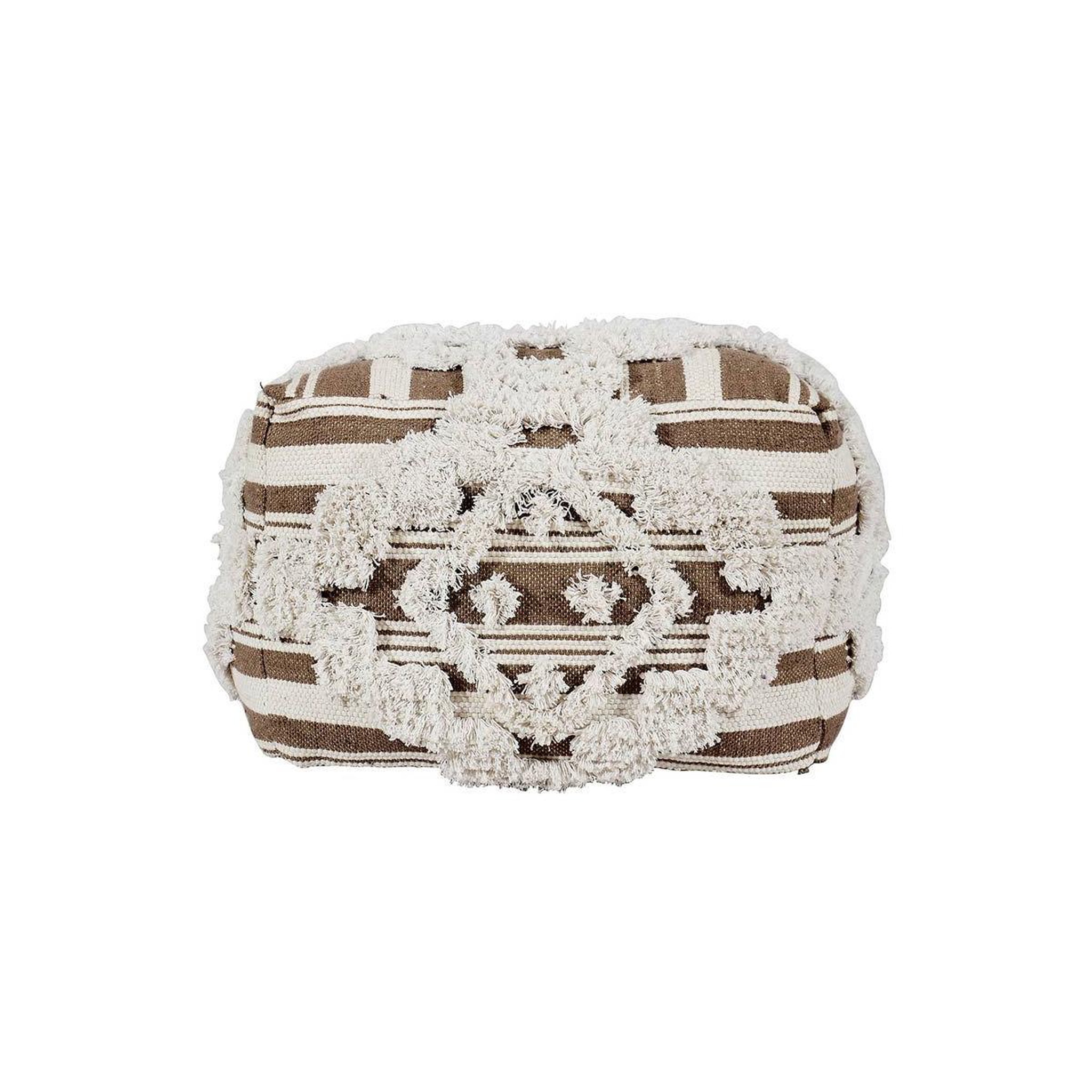 Voir la diapositive 3 : Paris Prix Pouf en Tissu Macramé  Tougan  60cm Marron