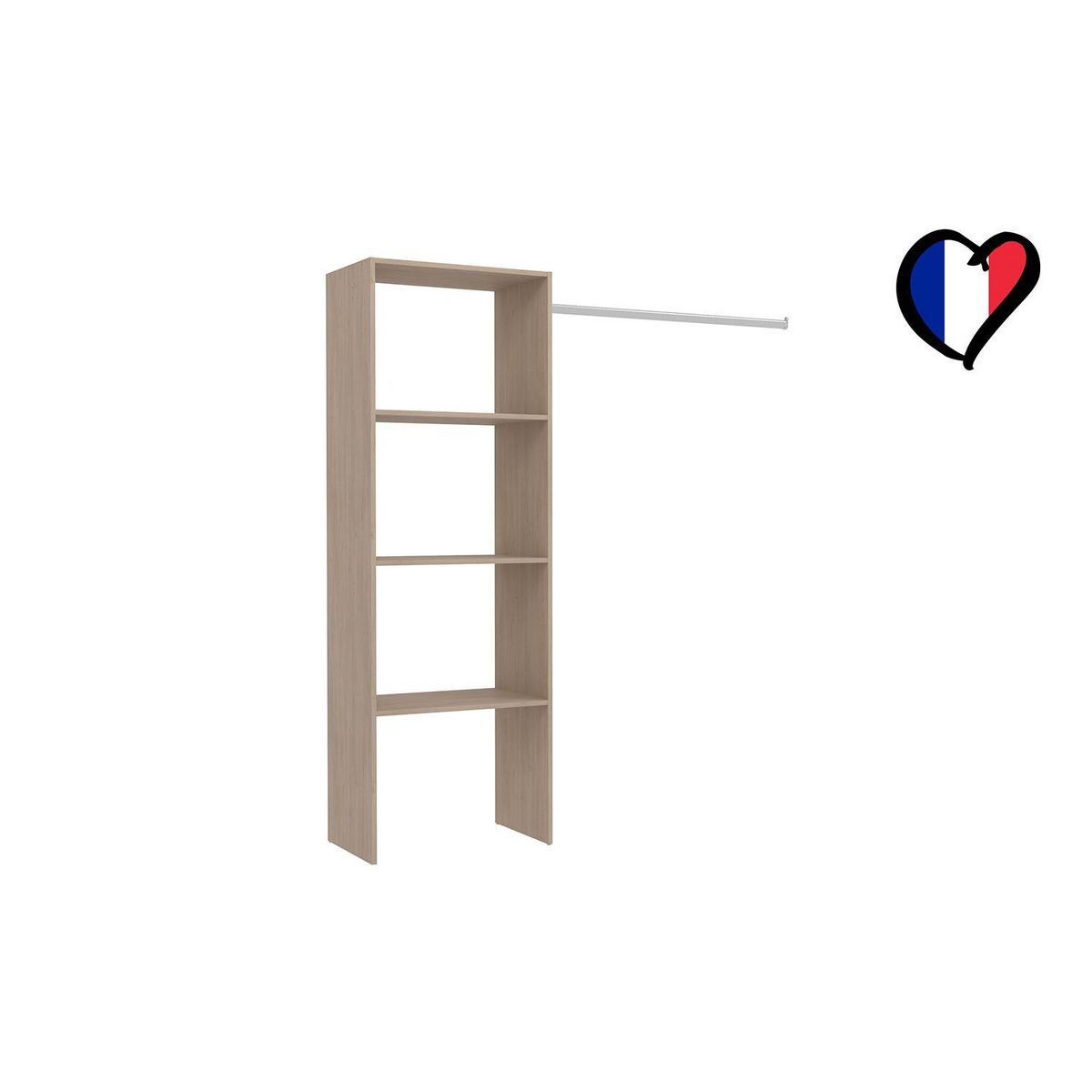 CONCEPT USINE Dressing bois avec 3 étagères et une penderie : 160 x 40 x 180 cm ELYSEE