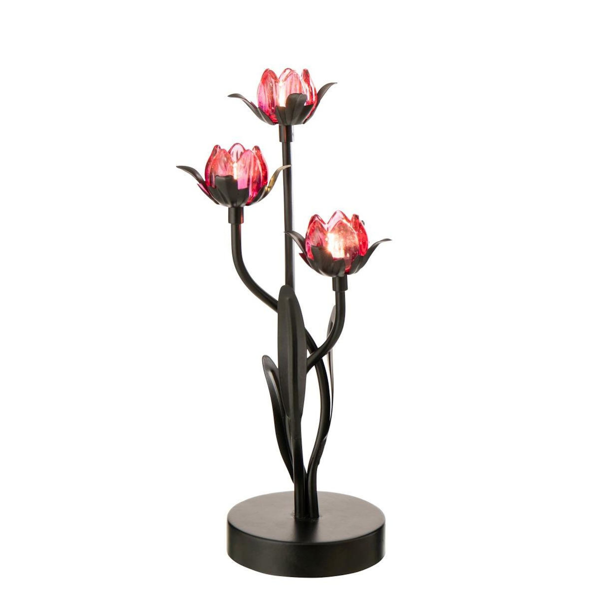 Paris Prix Lampe à Poser à LED  Fleur  36cm Noir & Rose