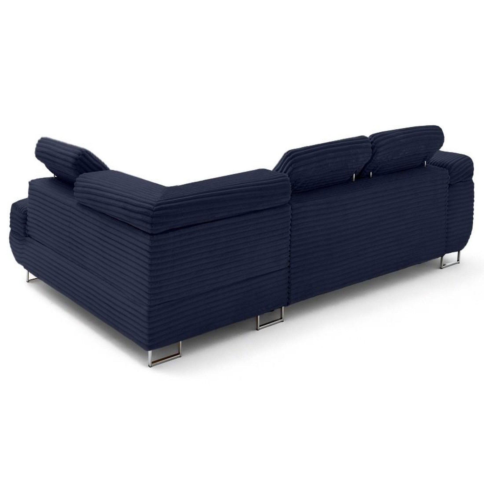 Voir la diapositive 4 : LISA DESIGN Zaria - canapé d'angle droit 5 places convertible avec coffre et têtières en velours côtelé grosses côtes