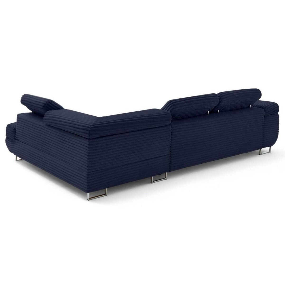 LISA DESIGN Zaria - canapé d'angle droit 5 places convertible avec coffre et têtières en velours côtelé grosses côtes