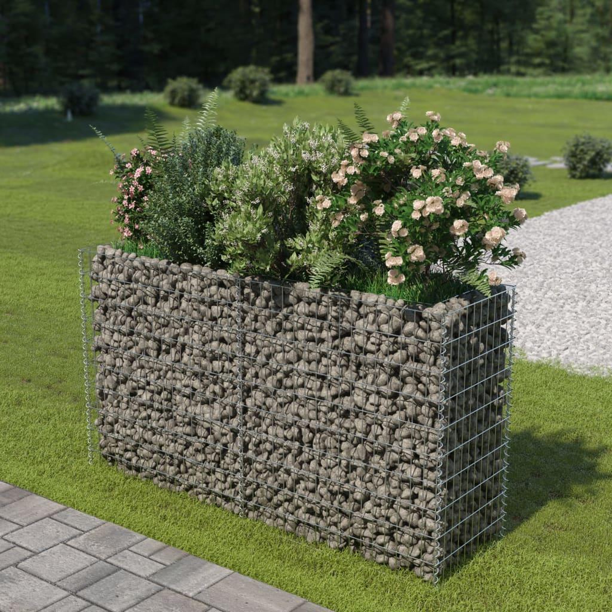Voir la diapositive 1 : VIDAXL Lit sureleve a gabion Acier galvanise 180x50x100 cm