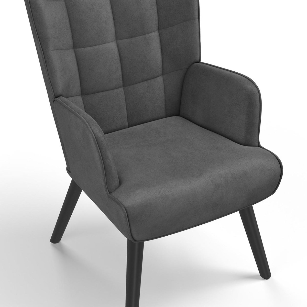 ID MARKET Fauteuil scandinave ANIA en velours gris