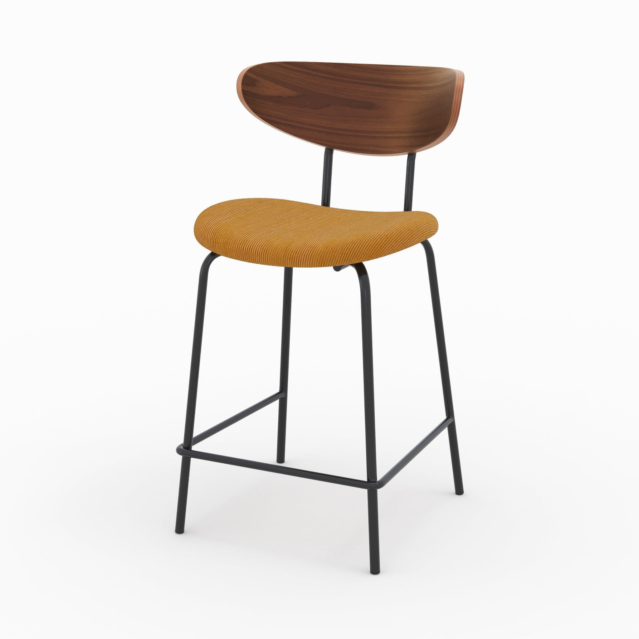 Voir la diapositive 6 : MAISON PAVANE Lot de 2 chaises pour îlot central en velours côtelé jaune 64.5 cm-jade