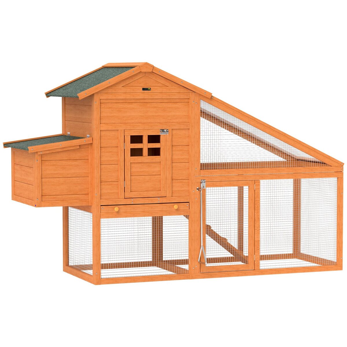 PAWHUT Poulailler cottage grand confort multi-équipement 179x67x115cm bois sapin pré-huilé