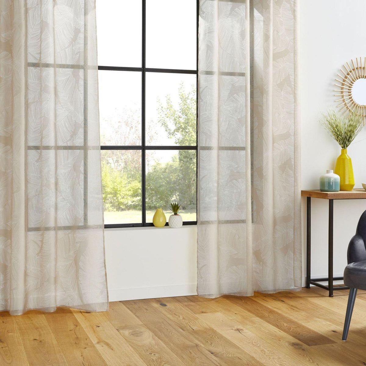 ATMOSPHERA Voilage Dévo à imprimé feuille