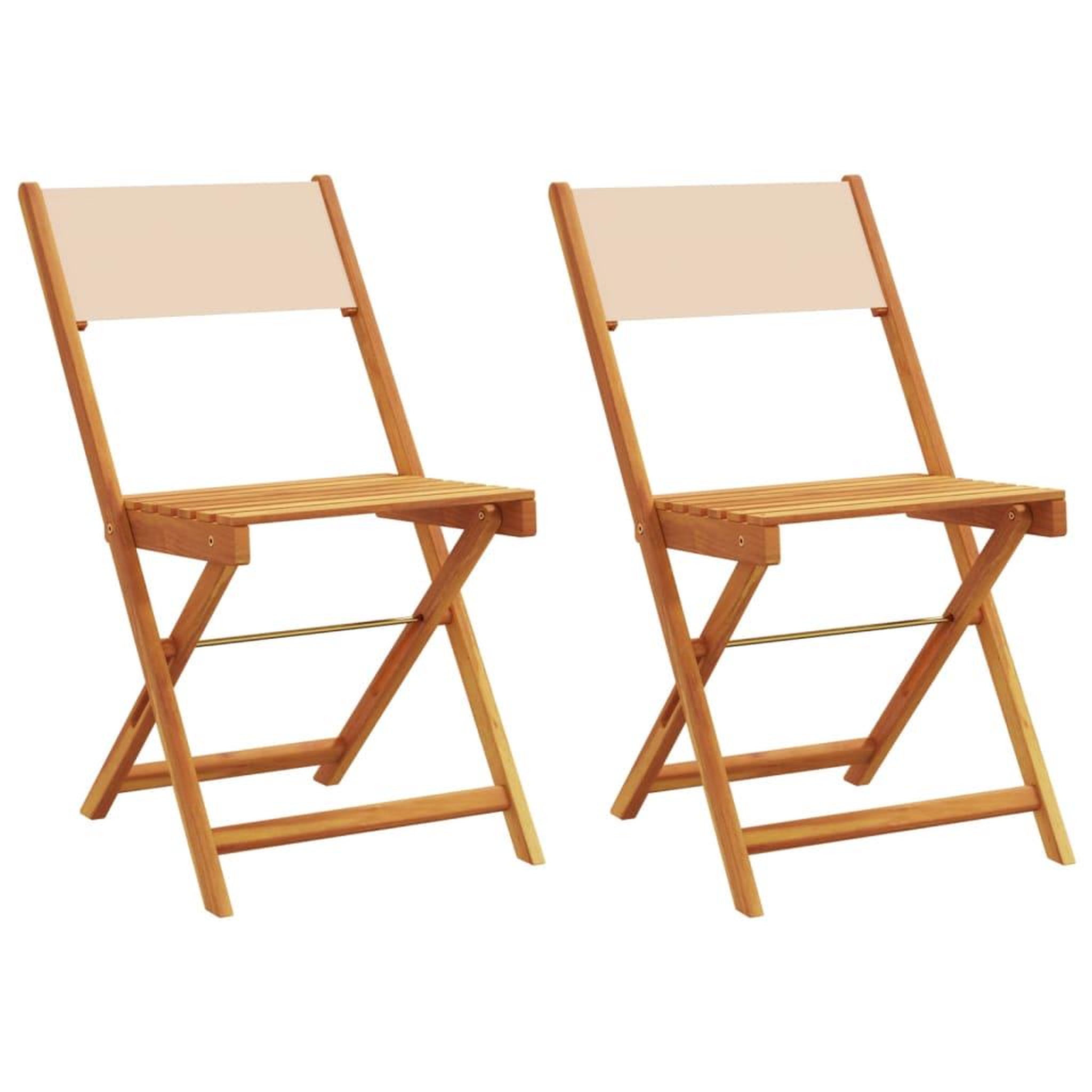 Voir la diapositive 2 : VIDAXL Chaises de bistrot lot de 2 beige bois d'acacia massif et tissu