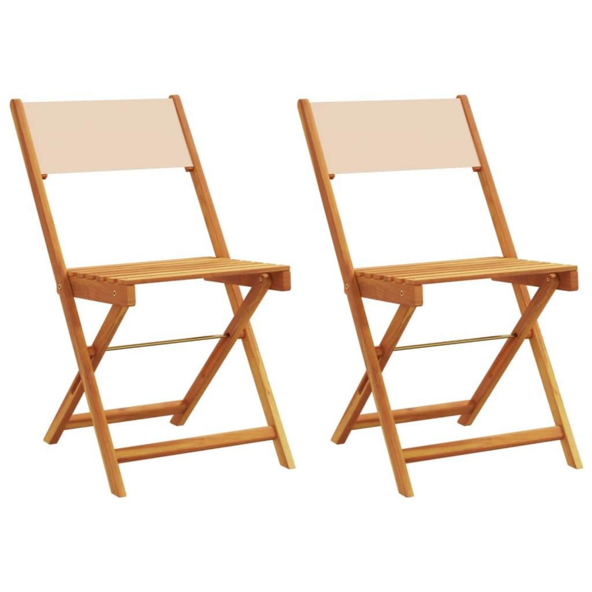 VIDAXL Chaises de bistrot lot de 2 beige bois d'acacia massif et tissu