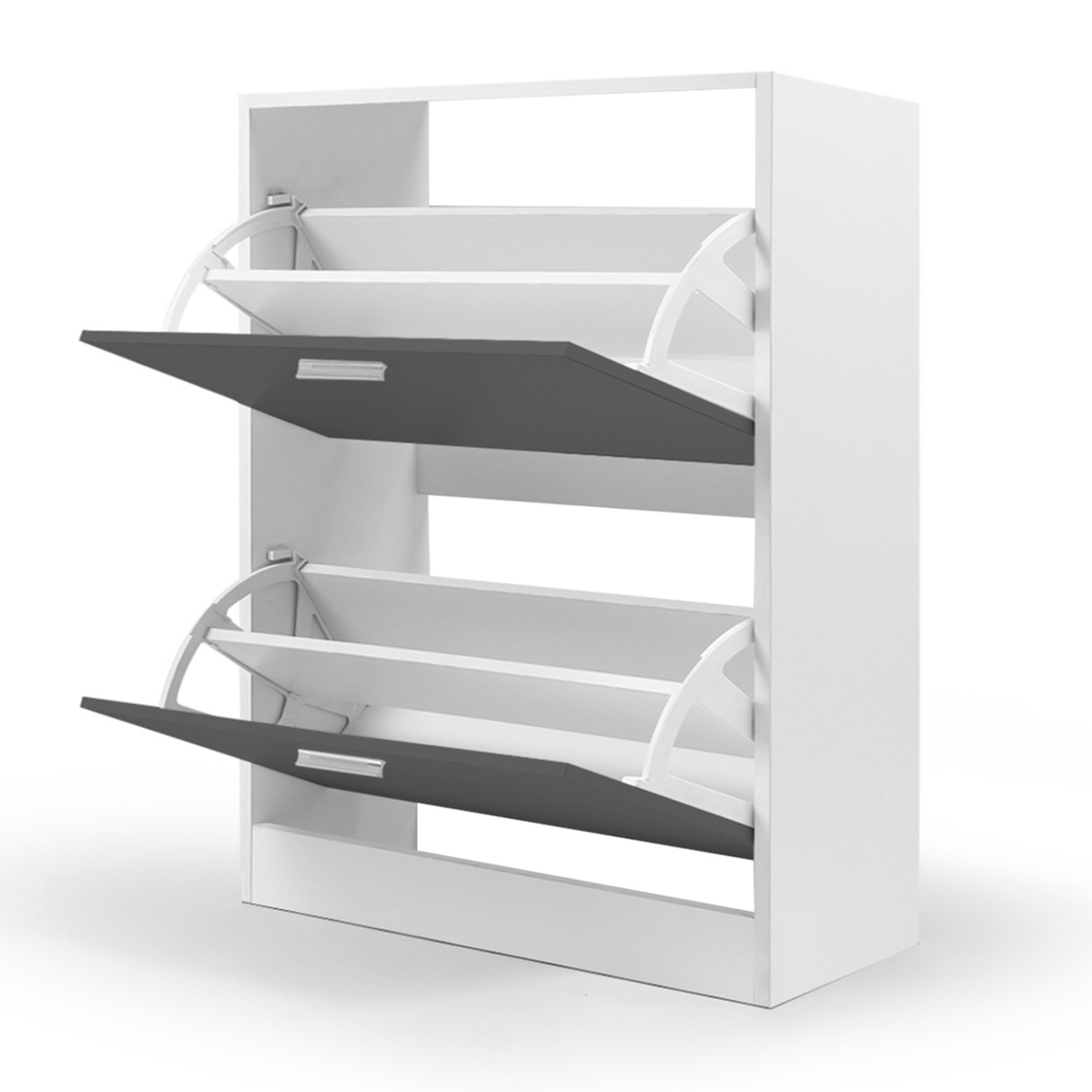 ID MARKET Meuble à chaussures 12 paires KLARK blanc 2 portes grises