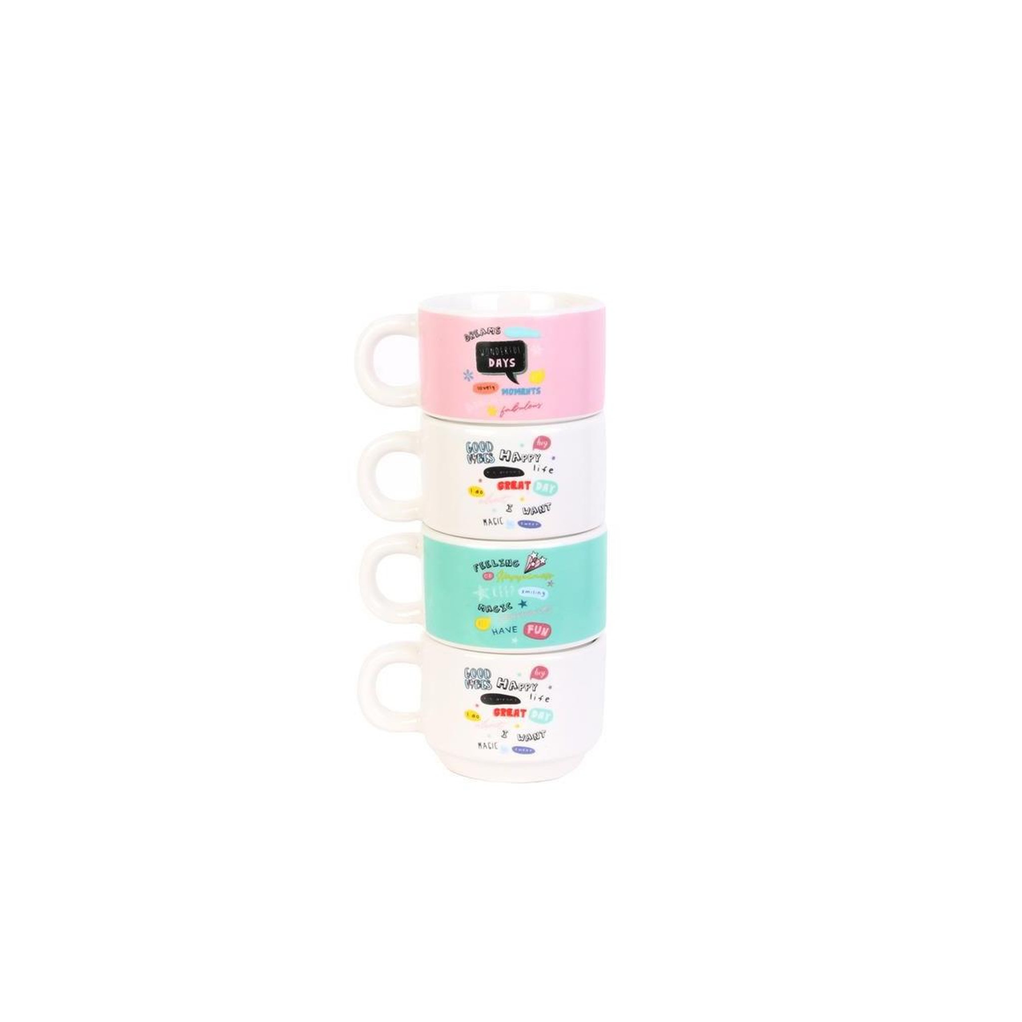 Voir la diapositive 2 : The Home Deco Factory Lot de 4 tasses empilables  expresso  9cm multicolore