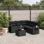 VIDAXL Salon de jardin 6 pcs avec coussins noir resine tressee