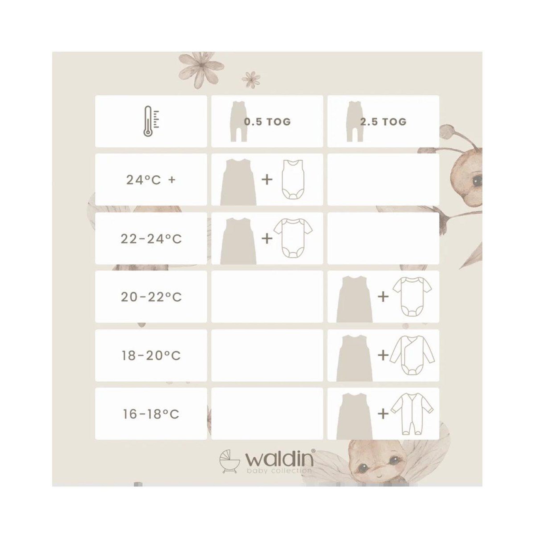 Voir la diapositive 3 : WALDIN Gigoteuse à jambes en coton - taille S (1-2 ans) - motif abeilles, champagne