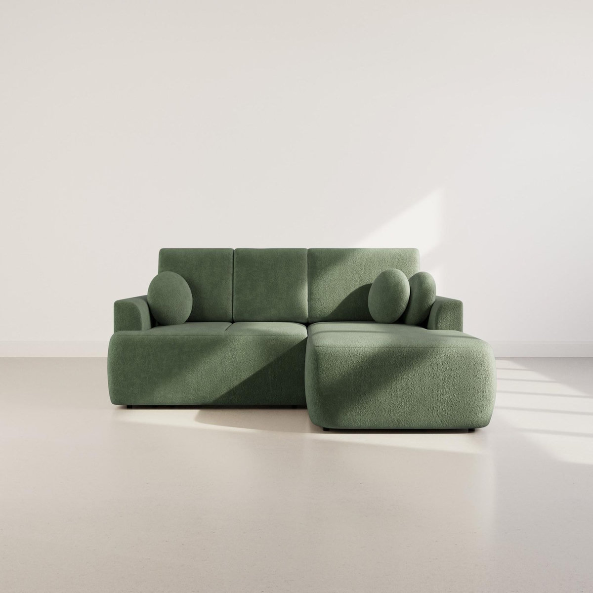 BEST MOBILIER Candela - canapé d'angle droit 4 places - convertible avec coffre - en tissu bouclette