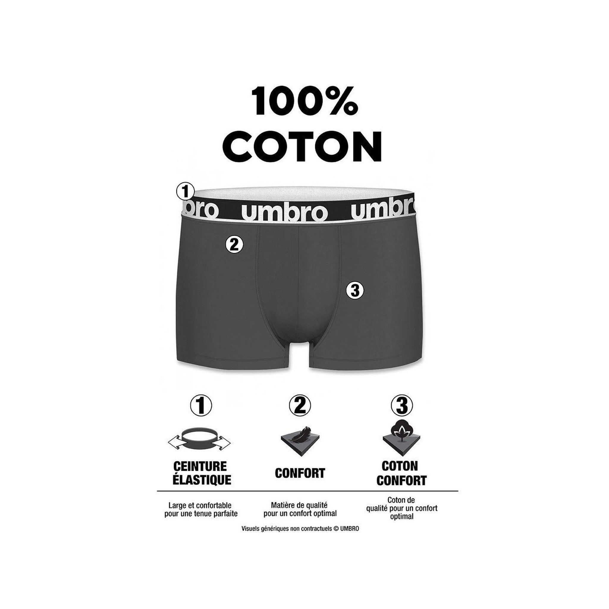Voir la diapositive 2 : UMBRO Lot de 4 boxers homme en coton Colors