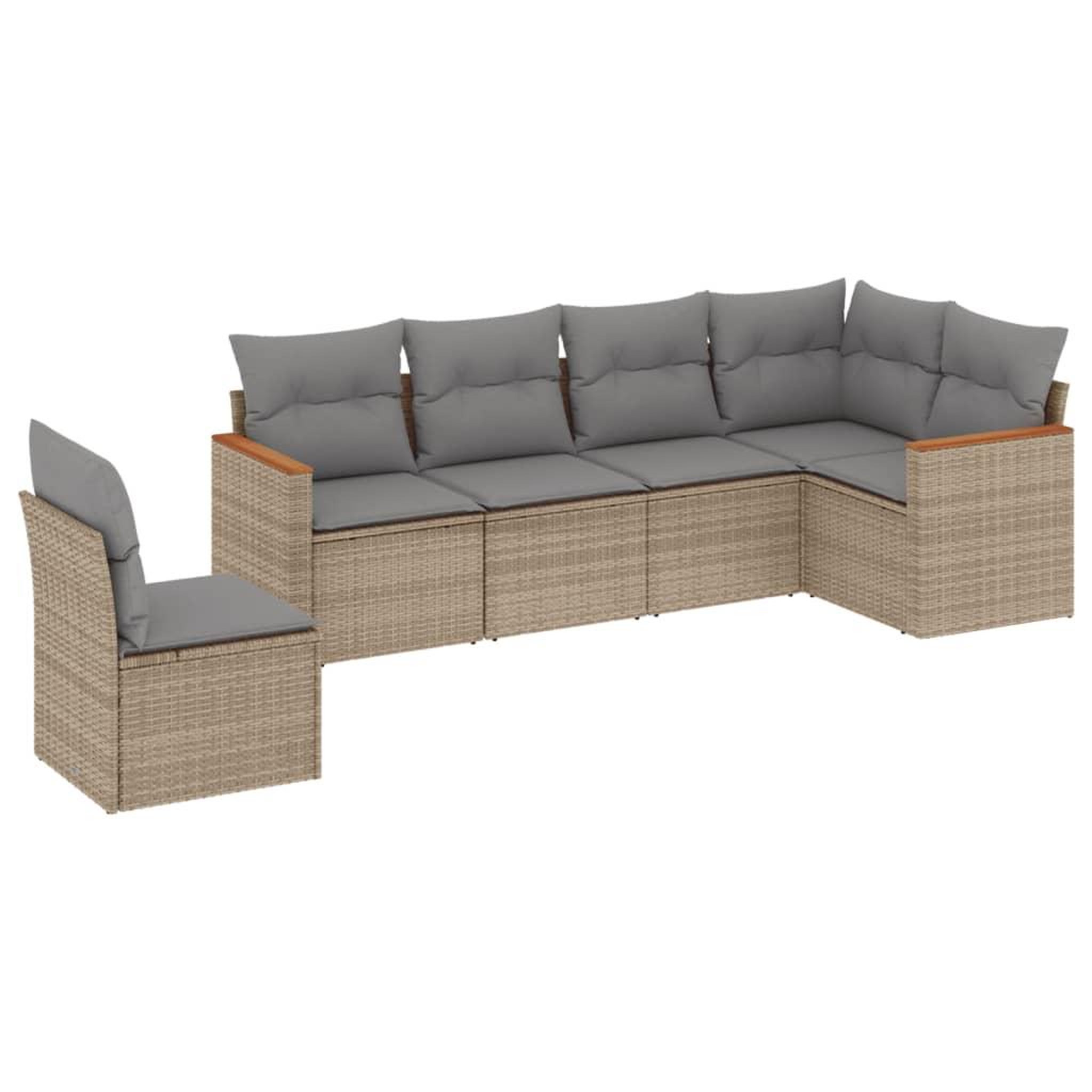 Voir la diapositive 2 : VIDAXL Salon de jardin avec coussins 6pcs melange beige resine tressee