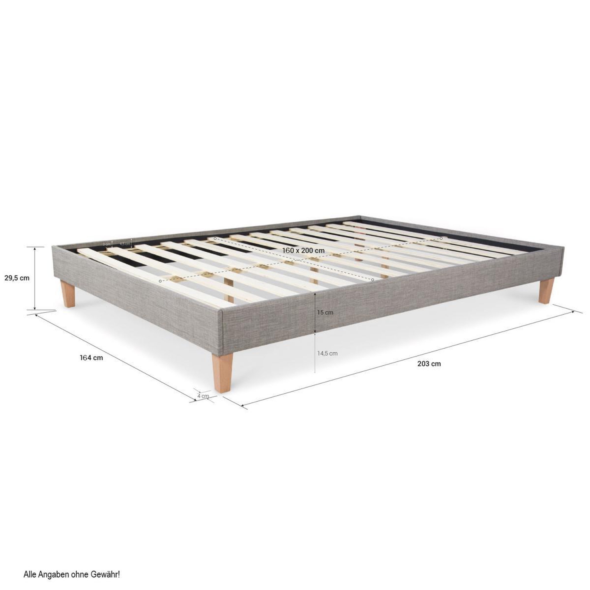 Voir la diapositive 4 : HomeStyle4U Lit Futon Double 160 x 200 Tissu Gris