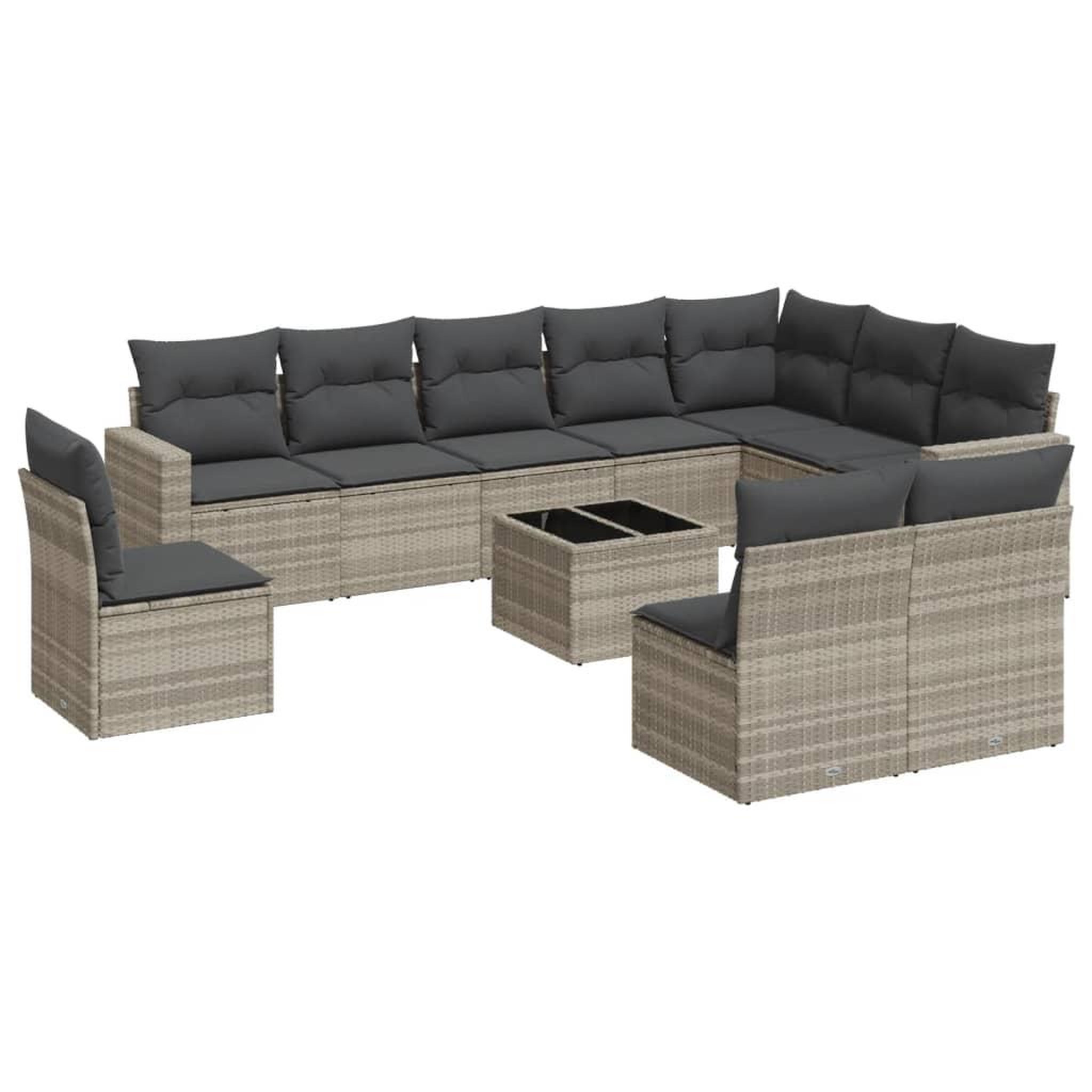 Voir la diapositive 2 : VIDAXL Salon de jardin 11 pcs avec coussins gris clair resine tressee