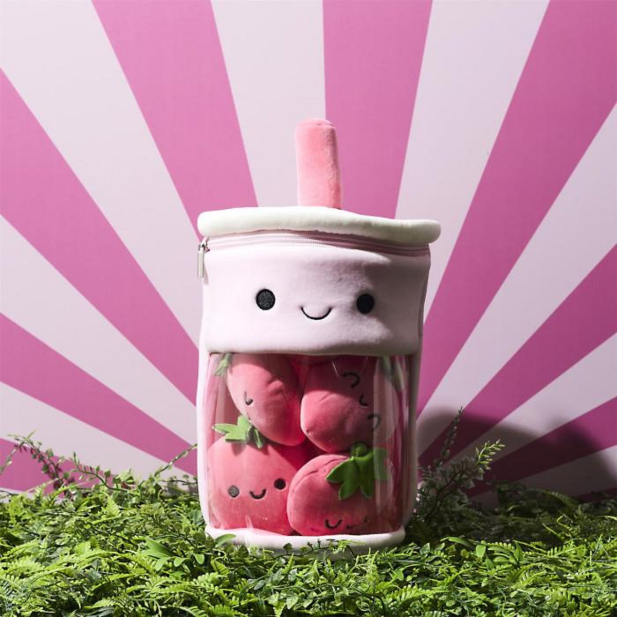 Paris Prix Peluche Enfant Bubble Tea Fraise  Kawaii  27cm Rose