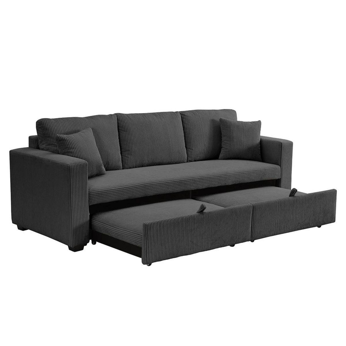 BEST MOBILIER Cyrus - canapé droit 3 places convertible en velours côtelé