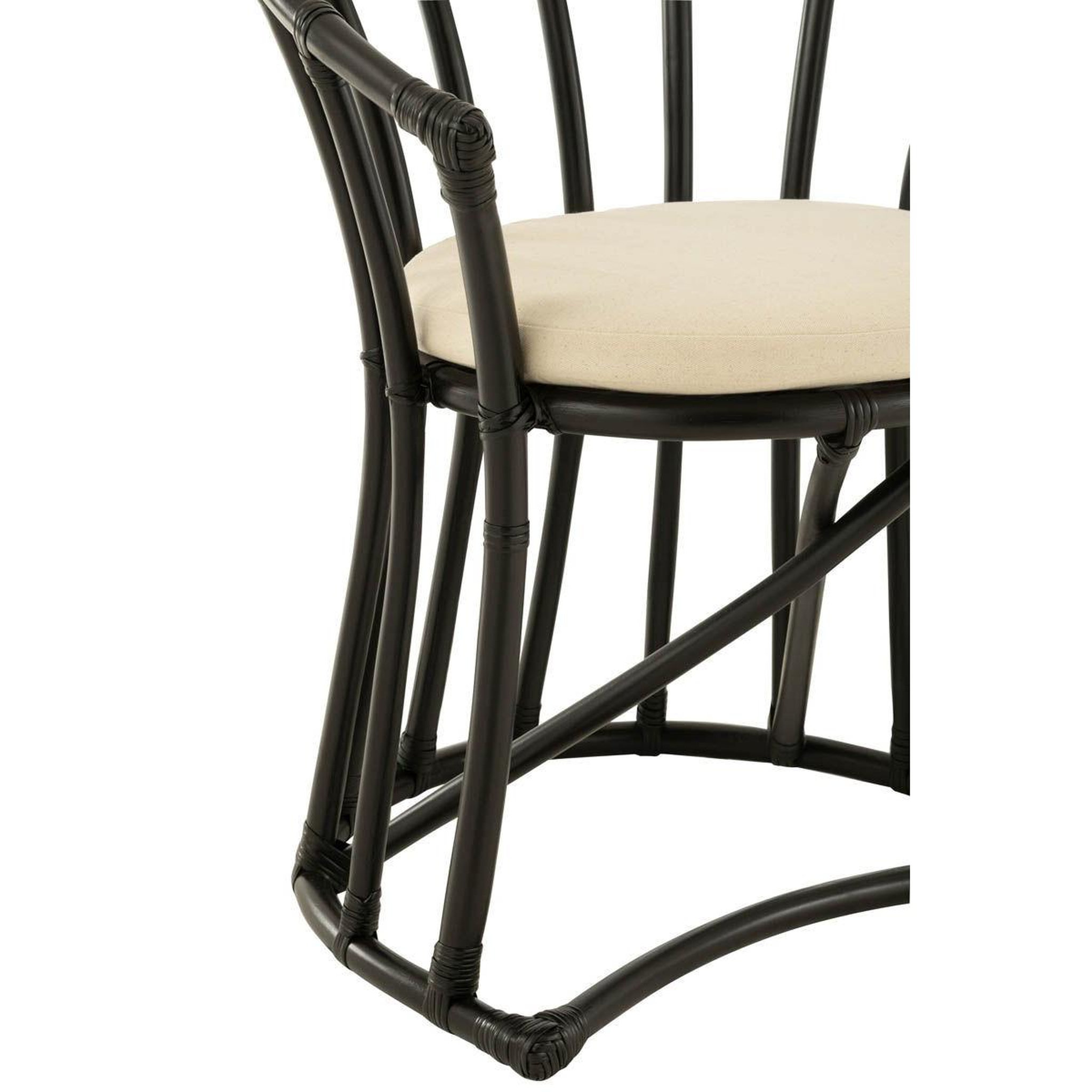 Voir la diapositive 6 : J-LINE Chaise rotin & coussin  howard  70cm noir
